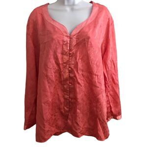 Vintage Victoria's Secret Gold Label Sleepwear Top Pink Paisley Long Sleeve S
